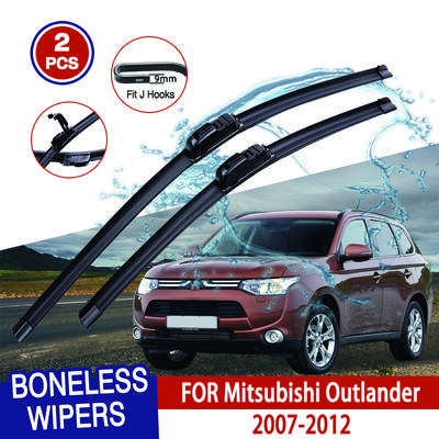 Για Mitsubishi Outlander 2007-2012 Υαλοκαθαριστήρες Αυτοκινήτου Τύπου U Μαλακού Καουτσούκ Χωρίς Πλαίσιο Χωρίς Υποστηρίγματα Υαλοκαθαριστήρες Αυτοκινήτου 24"+21"