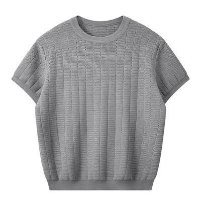 Casual Knitted Half-sleeved Round Neck Solid Color Versatile Bottoming Shirt Short T