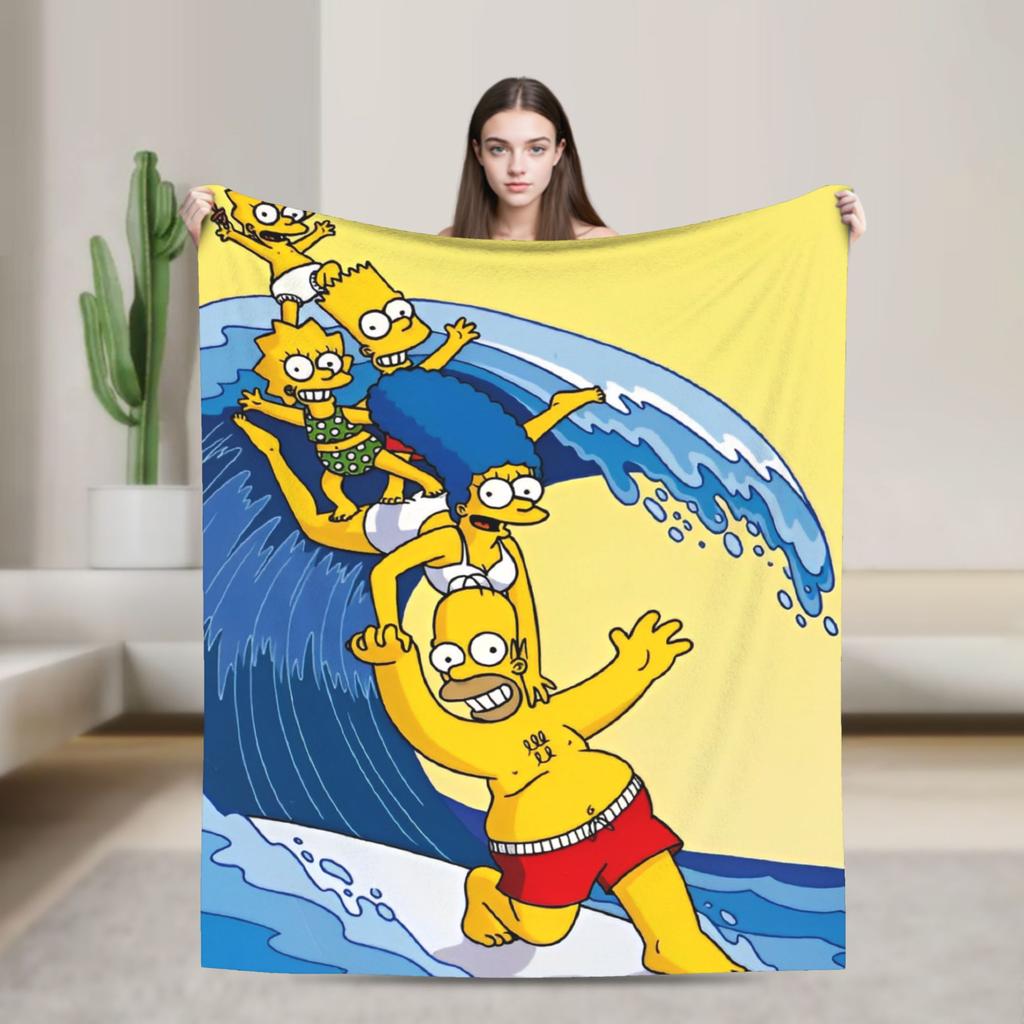Super Warm Blanket Decorative The Simpsons Cartoon Throw Blanket Flannel Bedspread For Couch Chair Fluffy Sofa Bed Cover