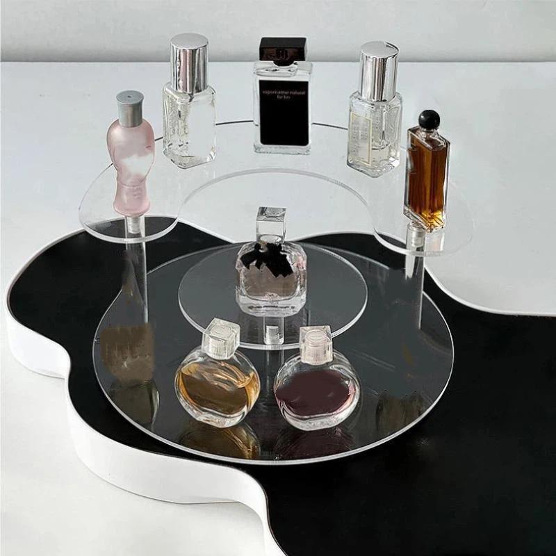 Three-Layer Cosmetic Storage Rack Lipstick Makeup Sample Rack Transparent Acrylic Perfume Display Rack Semicircular