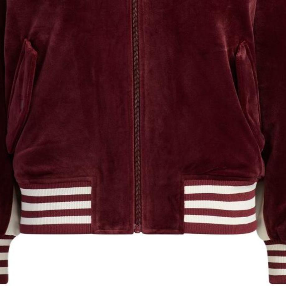Adidas Originals Trefoil Striped Detail Logo Embroidery Color-Block Zip-Up Cotton Jacket Women Outerwear Burgundy HY4180