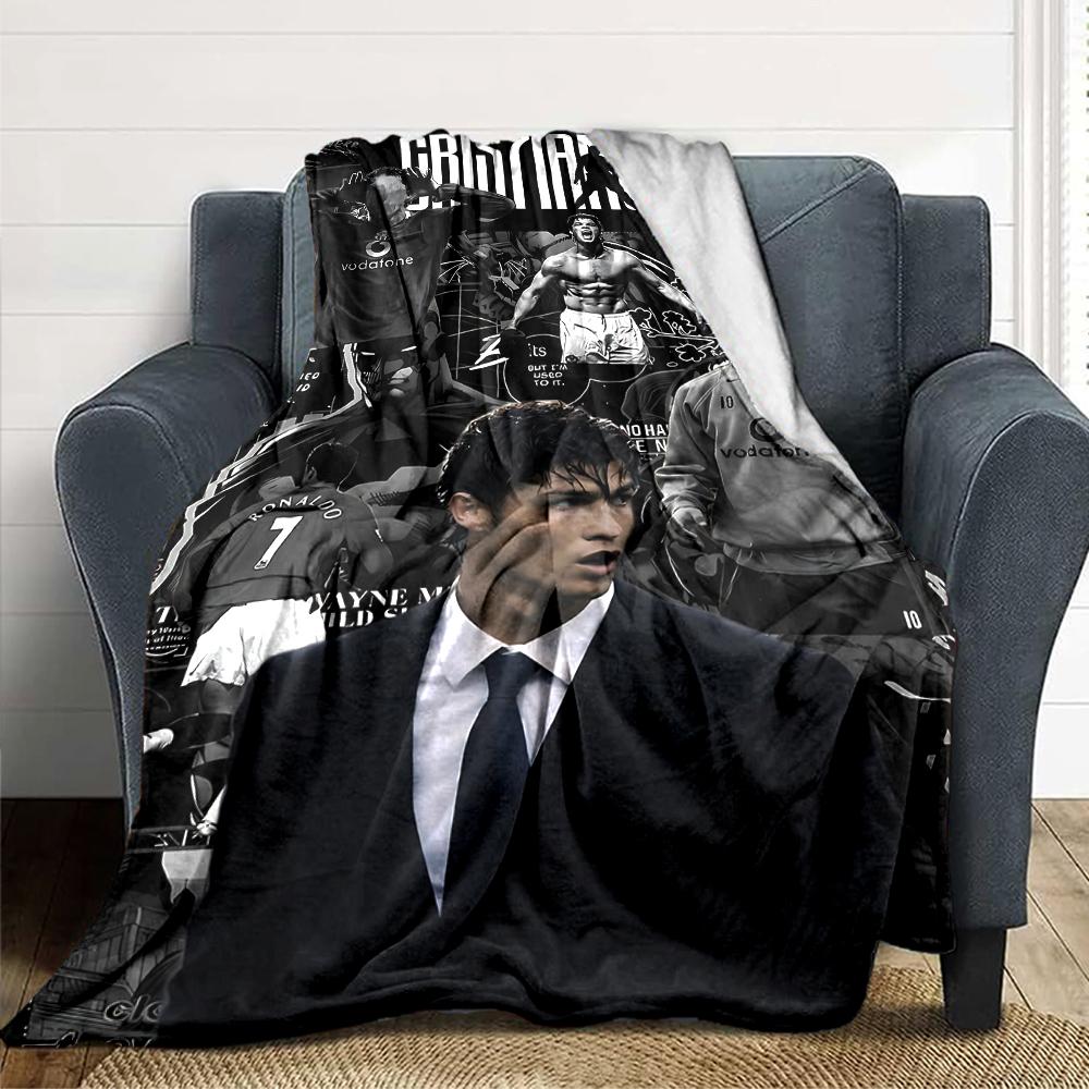 Ronaldos Iconic Moment Printed Flannel Breathable and Warm Blanket, a Stylish Home Gift, Suitable for Home, Office and Bedspread Use. 0713a12