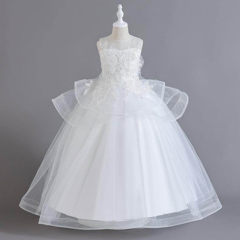 Kız Prenses Elbise Kabarık Örgü Etek Gelinlik Abiye Uzun Çiçek Kız Elbise