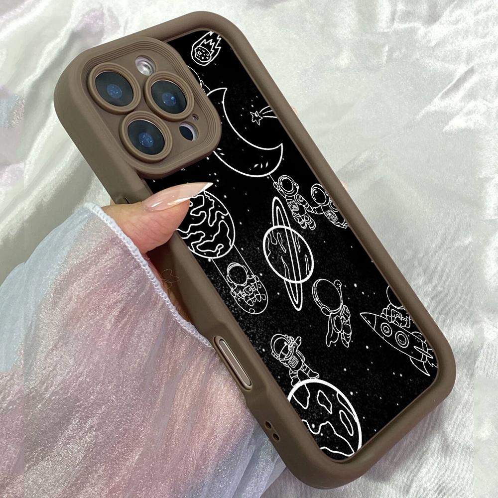 JT479 sky planets stars astronaut for iPhone 17 16 15 14 13 Pro Max Samsung S26 S25 Ultra A17 A07 A56 A16 A15 A14 Xiaomi 15T Redmi 15c 14C Soft Case