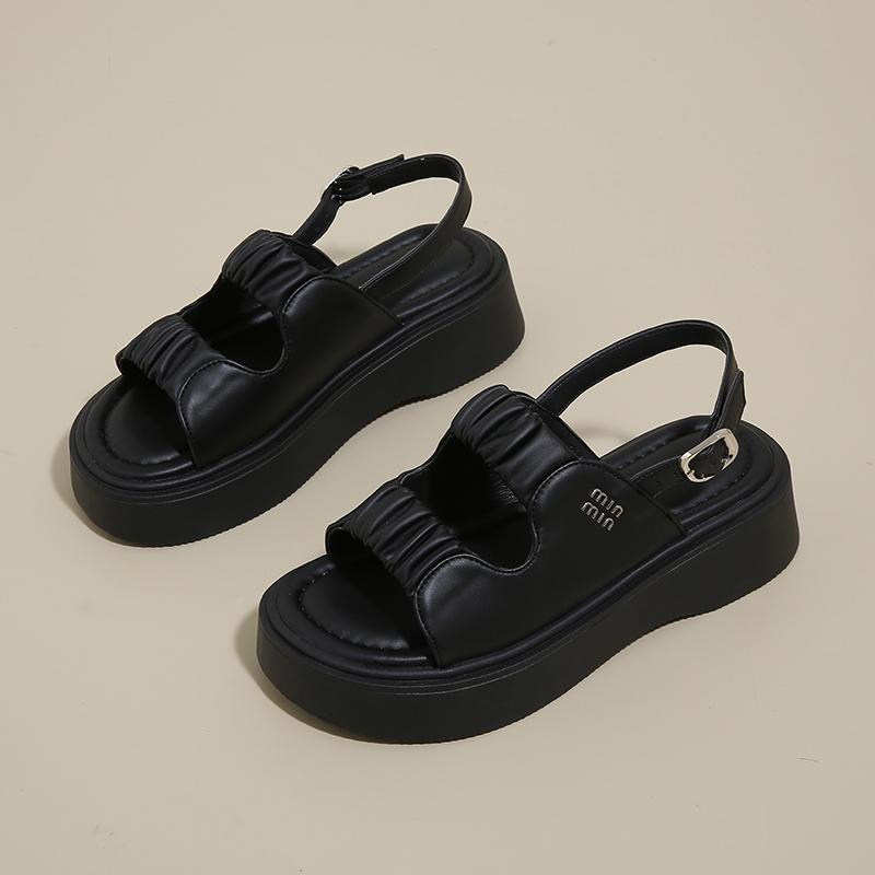 

CRLAYDK Женские сандалии Римские сандалии Платформа Женские регулируемые туфли с ремешком Открытый носок Повседневные для ходьбы Пляжные кожаные шлепанцы 40