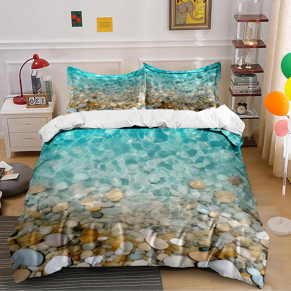 "Beach Pebbles Water Bedding" Bedding Duvet Cover Set Duvet Cover Pillowcases (1 * Duvet Cover 2 * Pillowcases, without duvet insert)