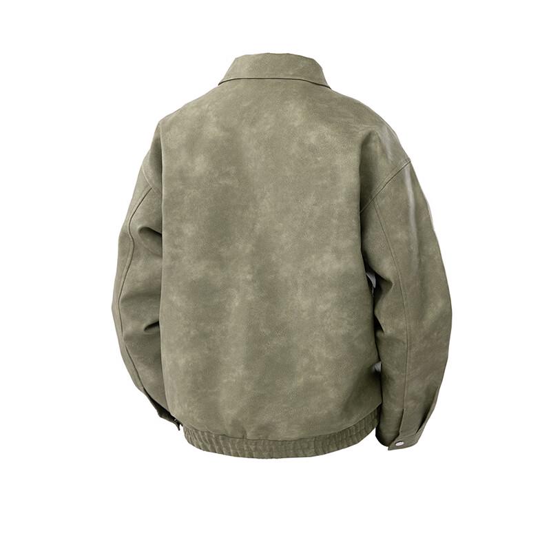 Mark Fairwhale Men's Casual Faux Leather Lapel Jacket