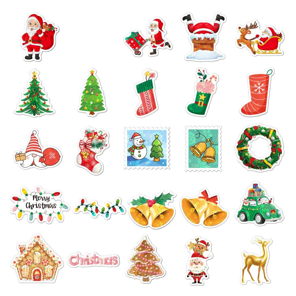 50 Pcs Christmas Stickers, Festival Gifts, Decoration, Small Patterns, Handbooks, Stationery Boxes, Stickers