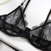 Hot-Selling European & American Sexy Lace Diamond Thong Garter Set - 4 Pieces