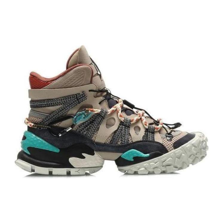 Li Ning CF Cushioning Slip Resistant Abrasion Resistant Coverage Support High top Casual Shoes Men's Gray Black AGLQ155-3