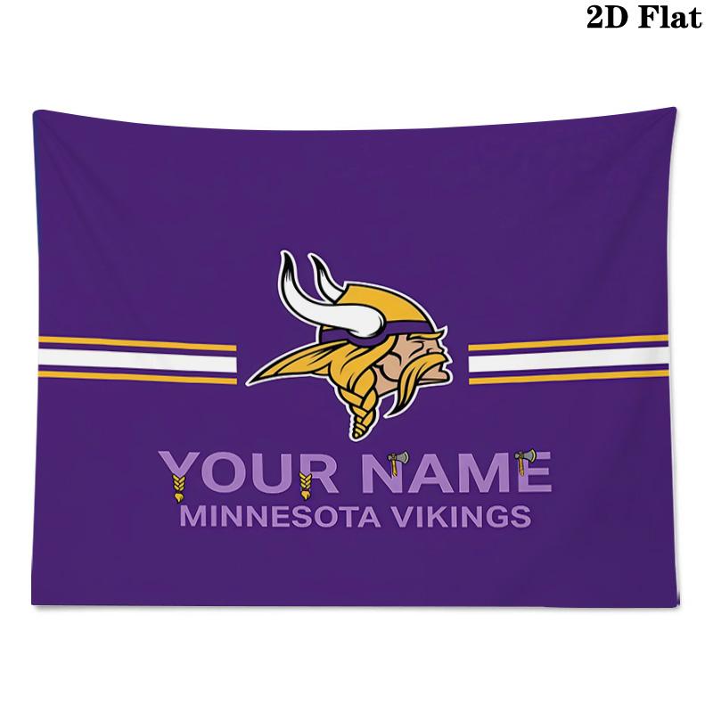 Custom Name Minnesota Vikings Printed Tapestry – Wall Hanging for Bedrooms, Dorms, and Home Decor