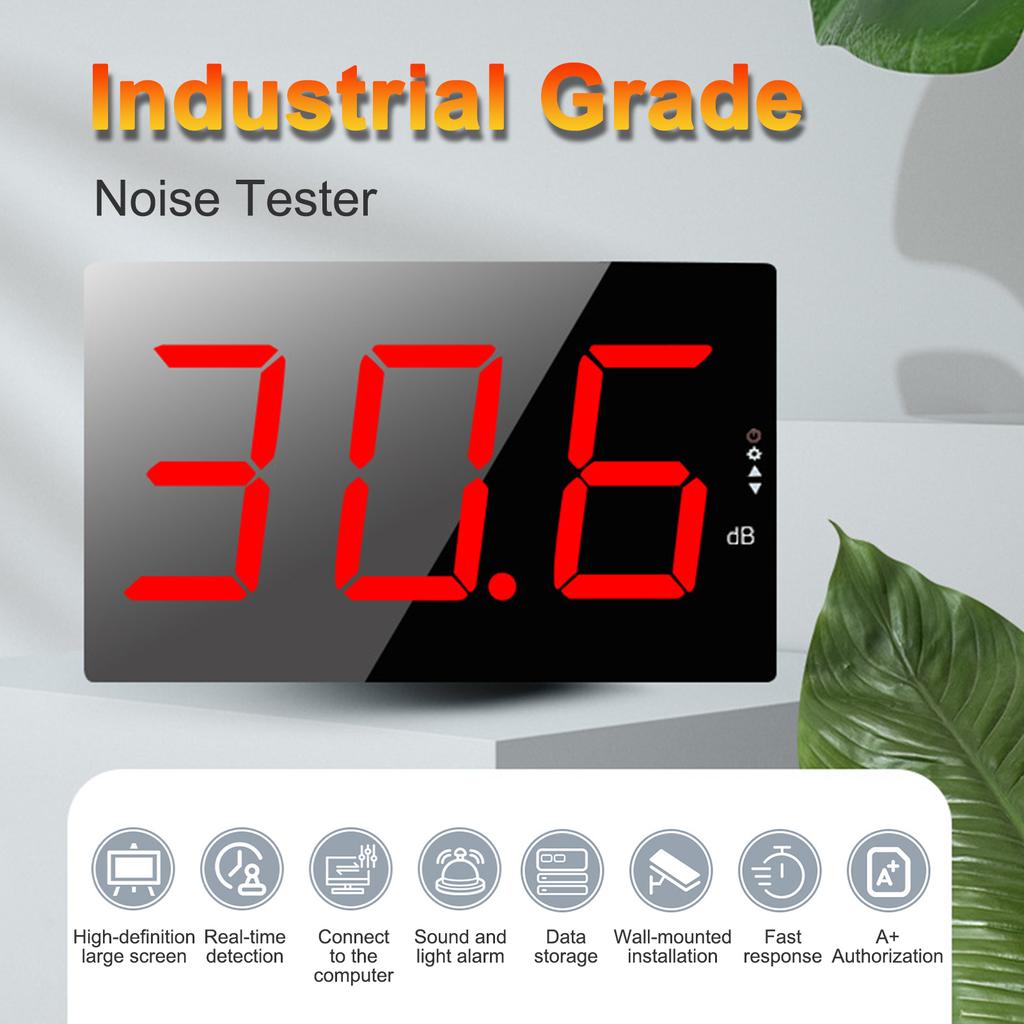 Wall Mount Decibel Meter, 3.0  LED Noise Meter for Home, Factory, Classroom, 30 130dB Sound Level Meter with Alarm, A