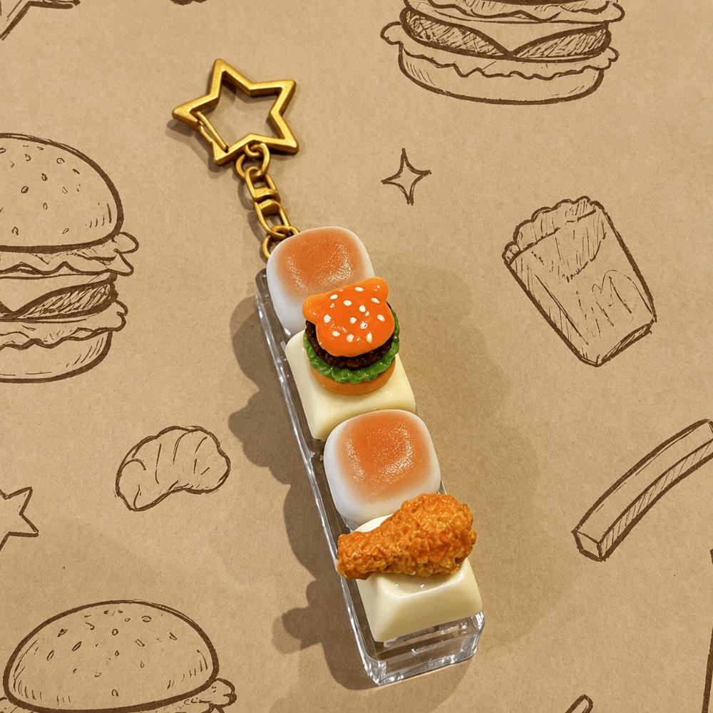 Bread Keycap Stress Relief Clicker Simulated Calming Keychain Keys Fidget Keychain Bag Charms Chicken Drumstick