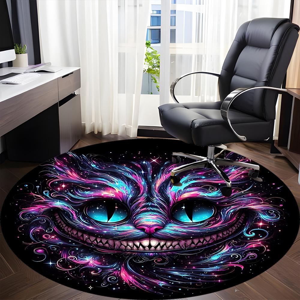 1pc Galaxy Cat Office Round Area Rug, Under Office Chairs Bedroom Living Room Home Decor, Room Deco, Available in Various Sizes 235
