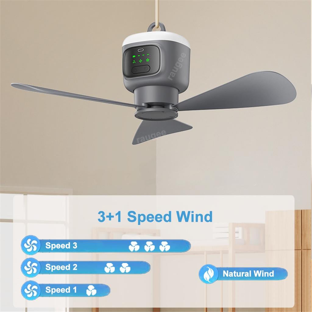 Ventilatori Portatili da Soffitto da 12000mAh Ventilatore da Campeggio per Esterni Circolatore d'Aria per Tenda Raffrescatore Ventilatore Elettrico Ricaricabile Telecomando Luce LED