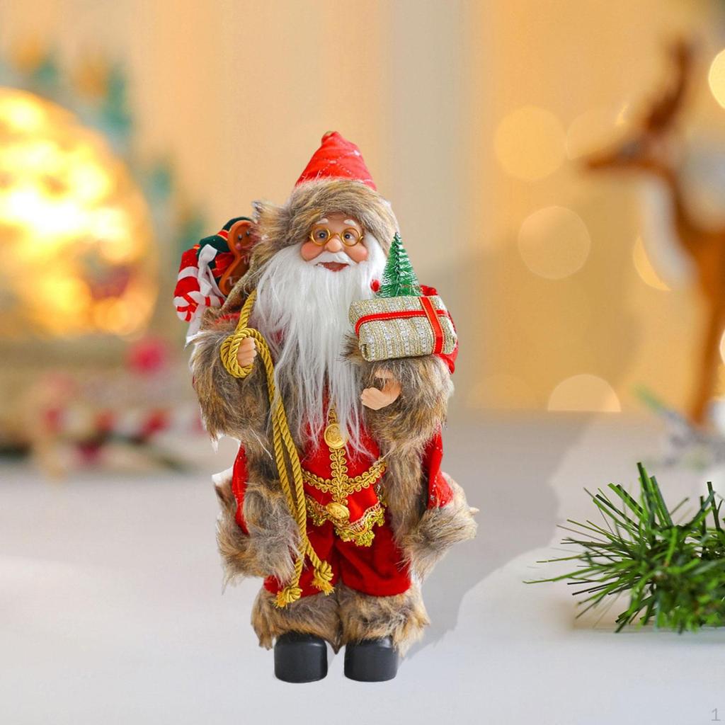 Christmas Santa Claus Figurine Decoration Collectible Doll Tabletop Ornament for