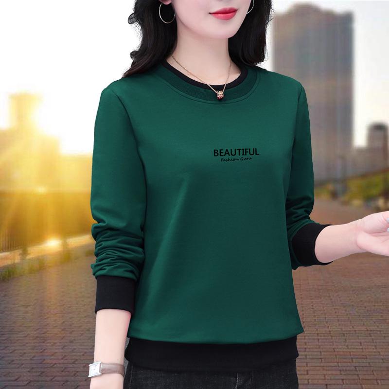 

Женская футболка с длинным рукавом, весна/осень 2025, модный свободный крой, универсальный топ, закрывающий живот 2XL (63-70 kg)