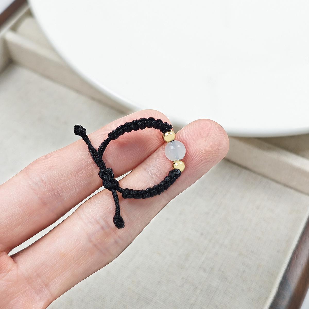 Handmade Adjustable Woven Beaded Ring: Chinese National Style