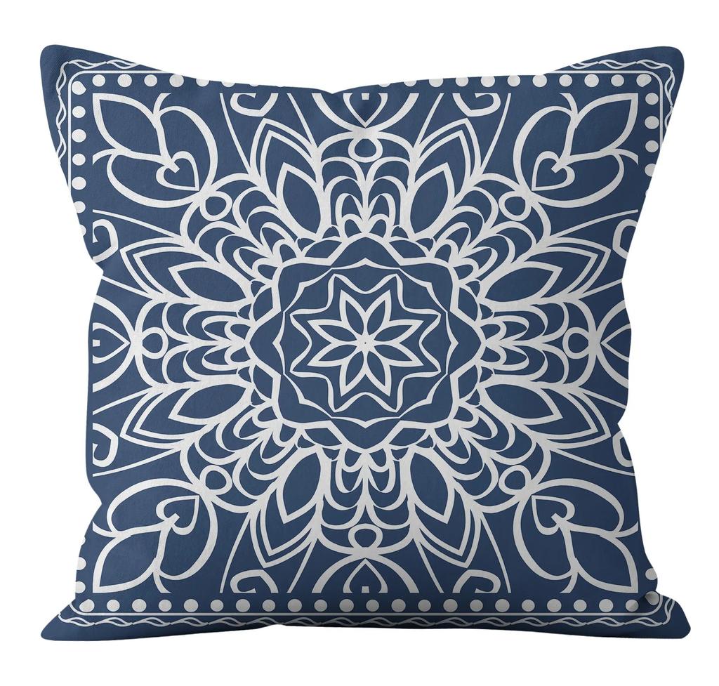 Simple Blue Printed Pillowcase Car Ornaments Office Living Room Home Pillowcase