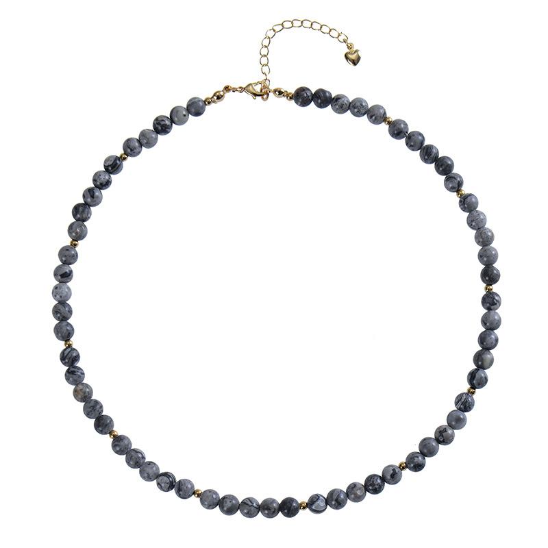 5mm Blue Turquoise Beads Necklace For Women Semi Precious Stone Charm Choker Neck Power  Summer