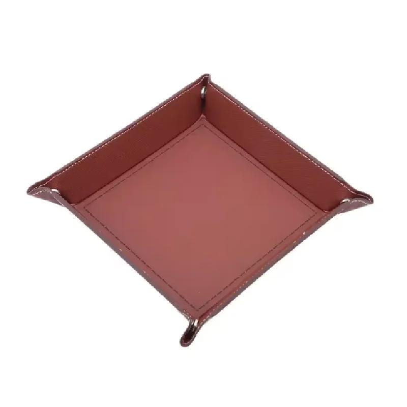 Rolling Folding Hexagon Dice Game Storage Tray Holder Double Sided Thick PU Leather&Velvet Dice Mat Office Supplies