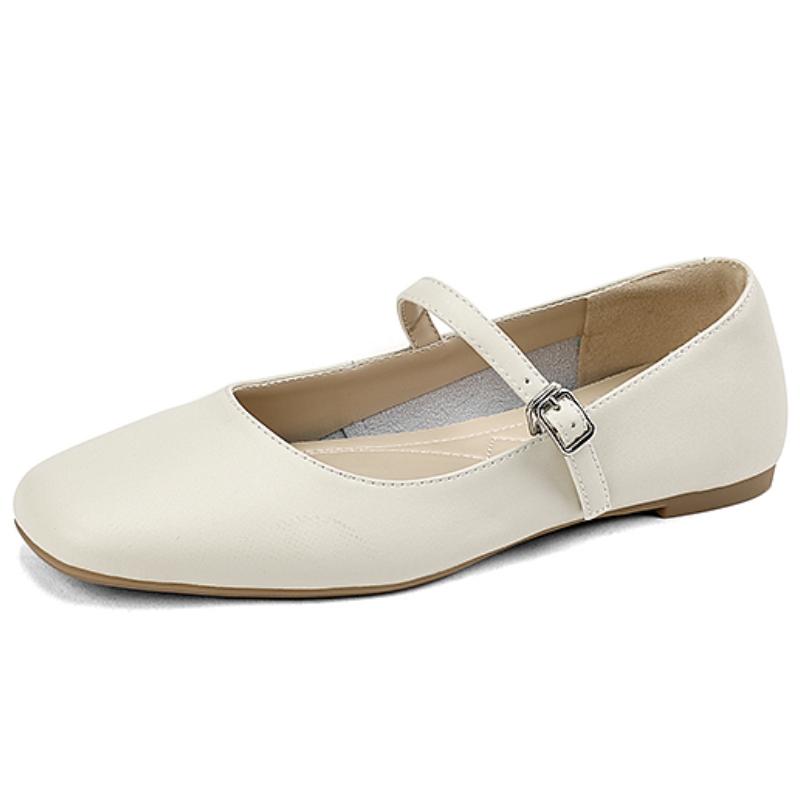 Fashion Loafer Women Flats Comfortable Genuine Leather Silver Nude Mary Janes Shoes Casual Flat Shoes Ladies Large Size 48