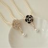 Beautiful Camellia Rose Pearl Necklace Exquisite Craft Personality Creative Pendant Family Gift