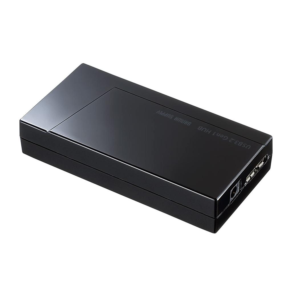 SANWA SUPPLY USB 3.2 Gen 1 4-Port Hub (4-Port, Self-Powered/Bus-Powered) USB-3H418BKN