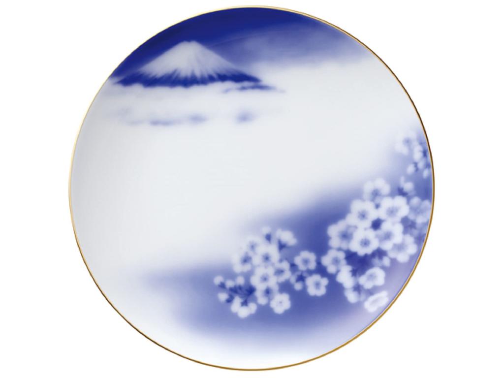 Okura Art Pottery, Cherry Blossom Viewing At Fuji, 23cm Plate, Made In Japan, 30H/8821
