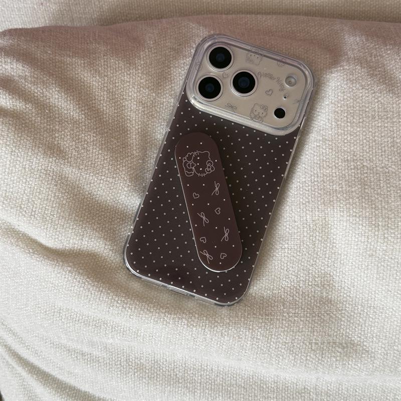 Korean Polka Dot Hello Kitty Band-Aid Holder for iPhone 17/16 Pro Max/15/14 Cases