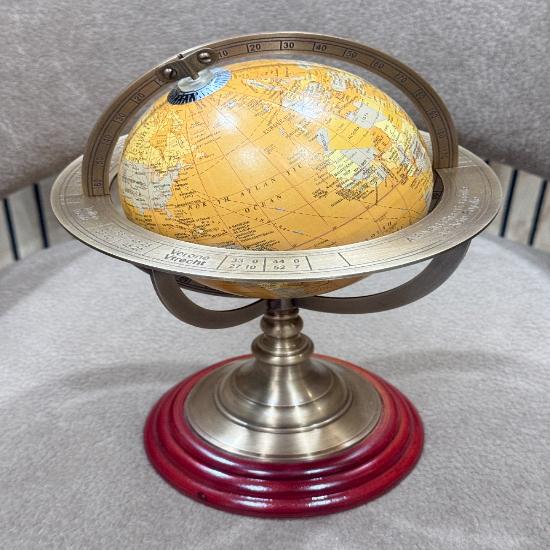 11" Large Handmade Solid Brass Armillary Sphere Globe – Nautical Tabletop Decor, Marine World Globe, Vintage Office & Home Gift