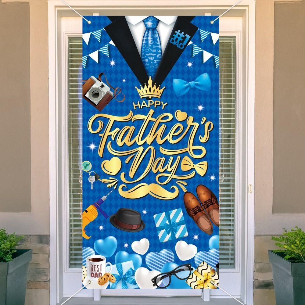Polyester Door Hanging Banner Blue Gold Party Photography Backdrop  Photography Props