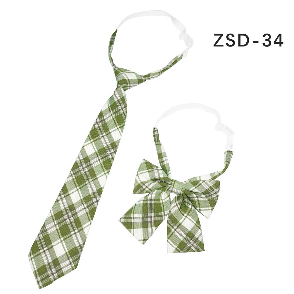 Unisex JK Collar Plaid Bowknot Flower Set - Polyester Cotton Student Uniform Accessory