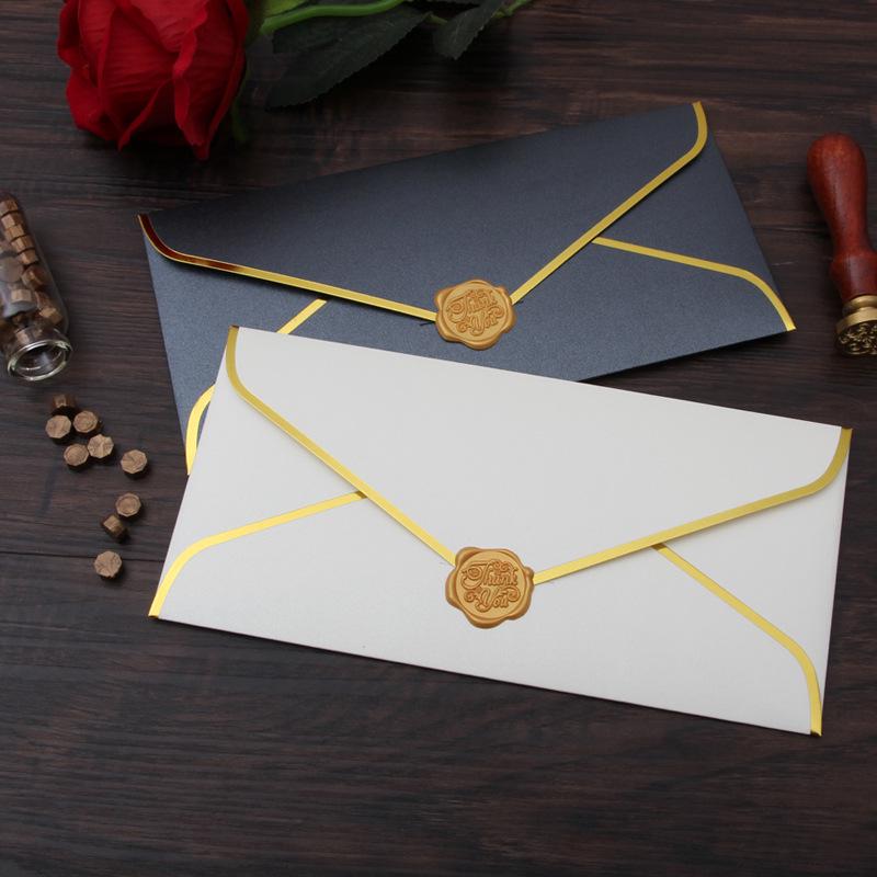 Gold-Edged No. 5 Creative Love Letter Envelope with Hot Stamping Logo - Retro European Business Design