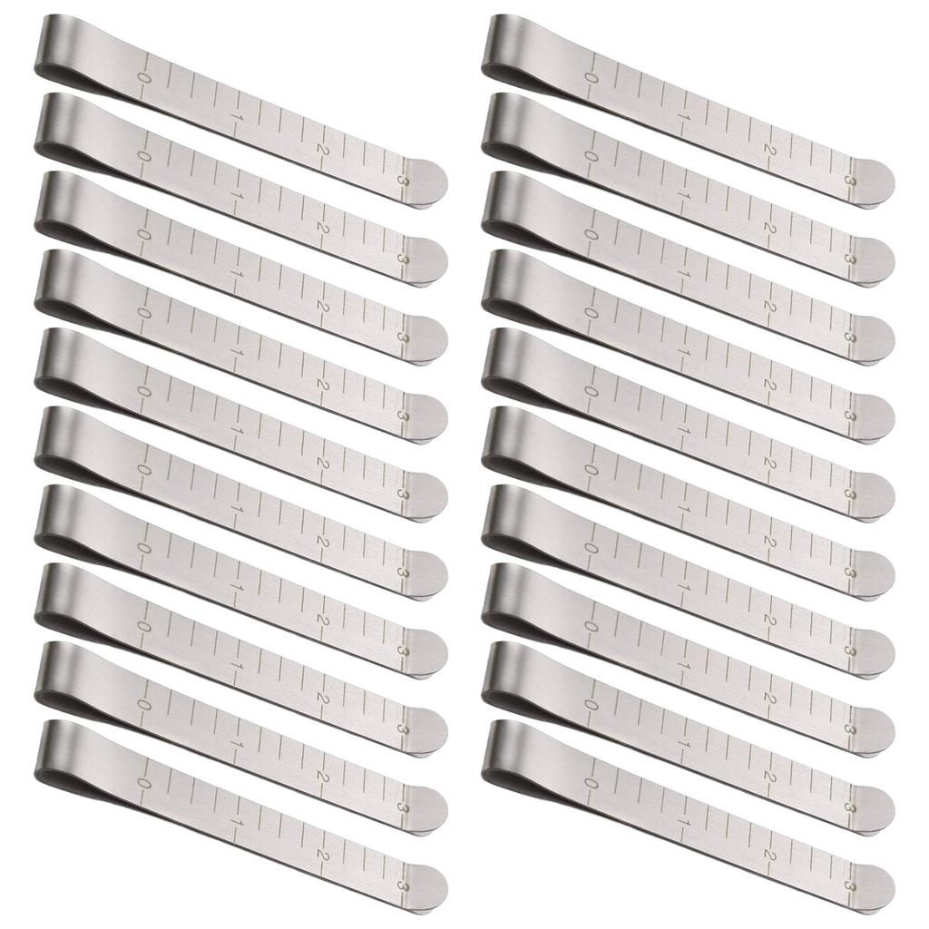 20Pcs Metal Fabric Sewing Clamp Stainless Steel Hemming Clips with 3Inch Measuring Ruler for Quilting Fabric Marking