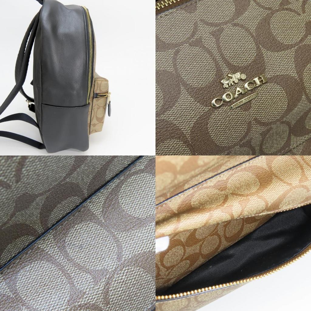 Used COACH Backpack Â· Daypack Signature F32200 PVC/leather Brown black mini