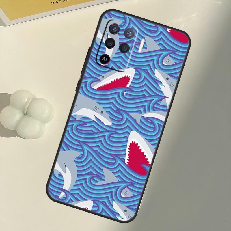 Ferocious Shark Animal Case For OPPO A15 A74 A54 A94 A52 A72 A31 A53 A53S A5 A9 2020 A3S A5S A83 A91 A93 Cover
