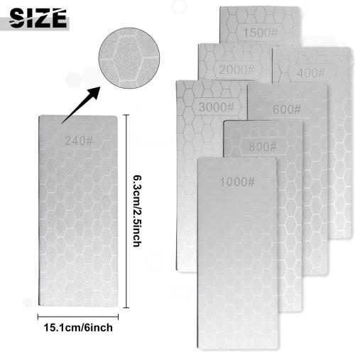 GOLD DEER 8-Piece Diamond Whetstone Set, 240/400/600/800/1000/1500/2000/3000 Grit, Perfect for Sharpening, Finishing, and Double-Sided Polishing. Incl