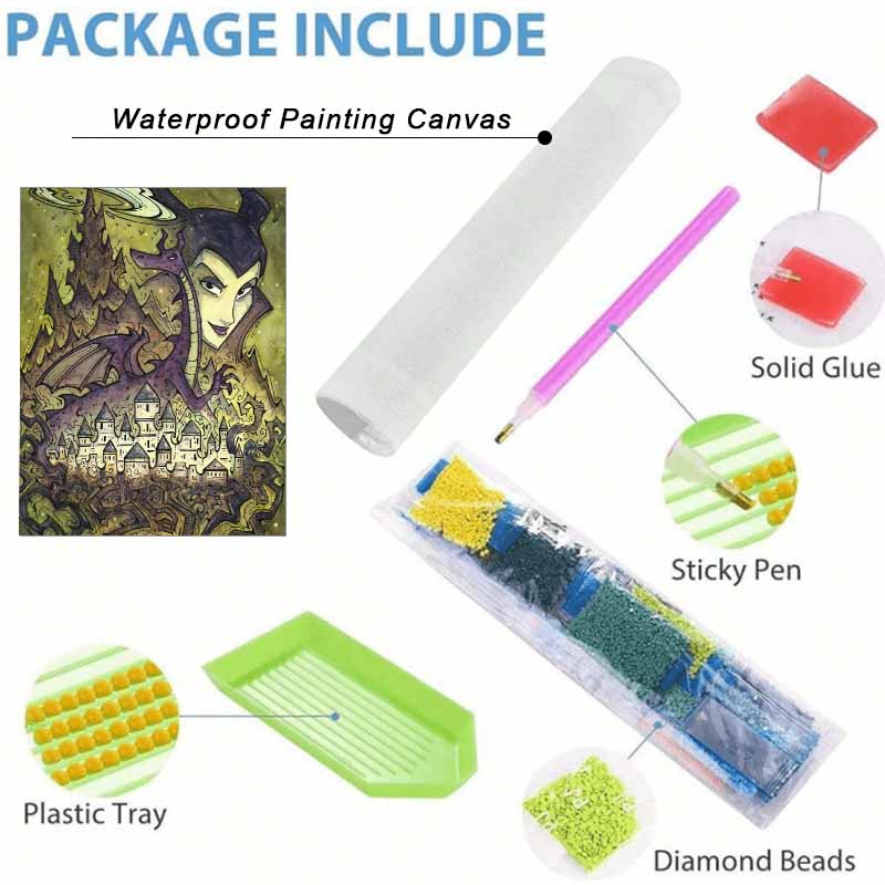 Disney Diamond Painting Full of Diamonds 5D Maleficent Dragon Castle Art Home Decoration Creative Handicrafts
