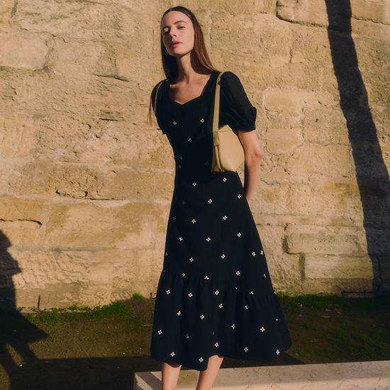 Flower Puff Sleeve Dress O252T662 S