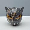 Resin Black Cat Stone Sculpture Hand-Carved Healing Stones Luxury Black Cat Figurine Crystal Healing Elegant Black Cat Figurine