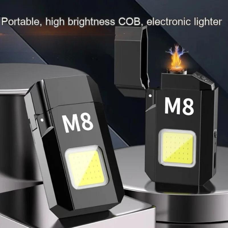 COB Work Light with Battery Electric Lighter 4 Mode Rechargeable High Lumens Portable LED Light for Camping Hiking Running Lamp