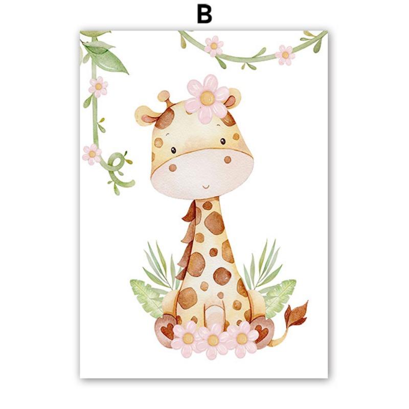 

Милый жираф зебра слон листья детская настенная живопись холст скандинавские постеры и принты настенные картины декор детской комнаты 21cm×30cm NoFrame