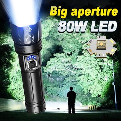 Mais poderosa lanterna led usb recarregável tocha luz de alta potência lanterna longo tiro mão lâmpada para acampamento