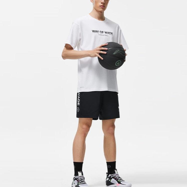 Li-Ning Wade Series Letter Print Drawstring Antibacterial Loose Casual Shorts Men Bottoms Black AKST319-1