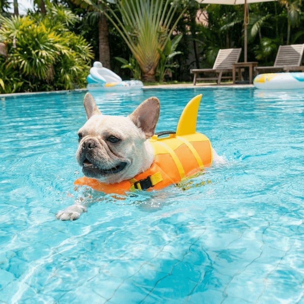 Shark Shape Dog Life Vest Superior Buoyancy Dog Swimming Suit Dog Life Preserver  Water Safety