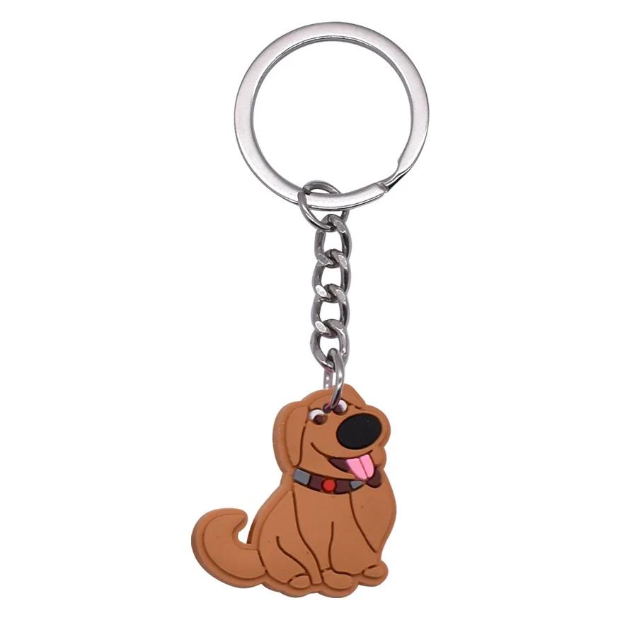 New Arrival Adorable Pet Dogs PVC Soft Keychains Bag Hanging Pendant Car Keyrings Animals Key Chains Accessories Wholesale Gift