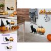 Pvc Wall Art Cartoon Cat Pulling Pumpkin Cart Sitting Mouse Sticker For Kitchen Bedroom And Office Decor