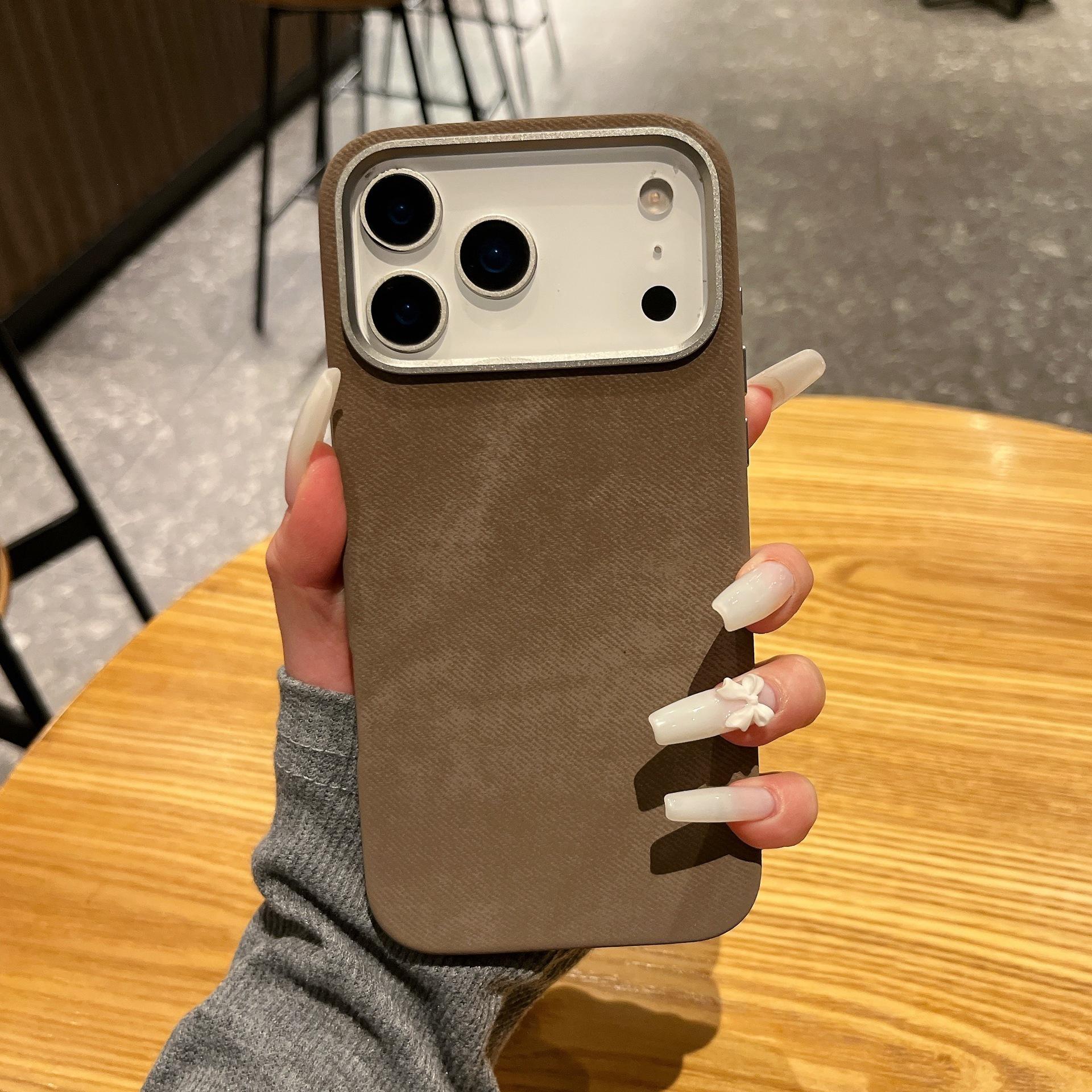 

Premium Leather Grain Flannel Case for iPhone 17 Pro Max, Compatible with Apple 16, iPhone 14/15, Solid Color. 17 Pro Max