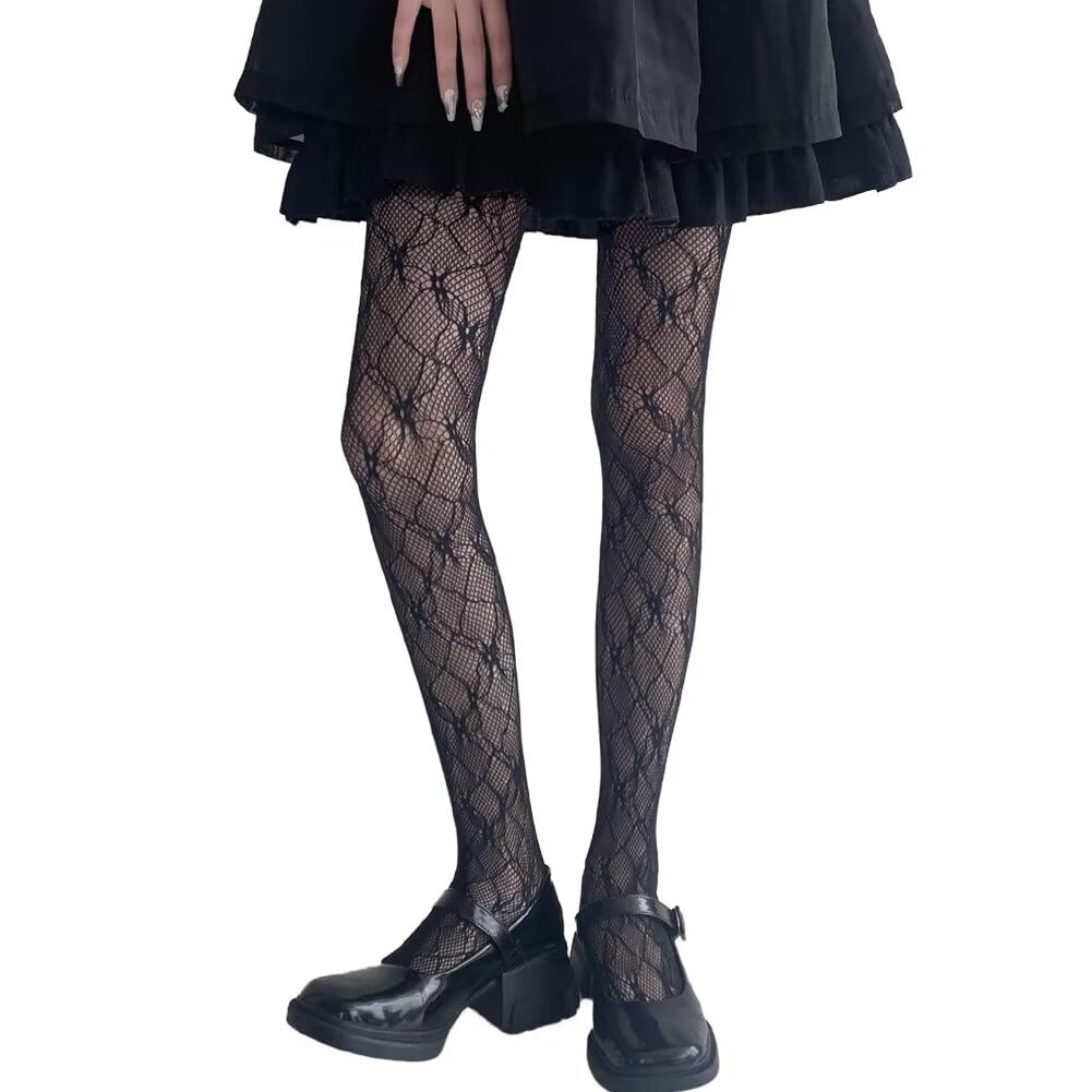 

Eukkis Fishnet Stockings Sheer Sexy Knit Lolita Star Flower Black Women s - All-Lace Tights, Tights, Pattern,